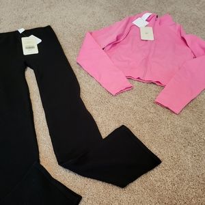 New fabletics pink jacket and leggings